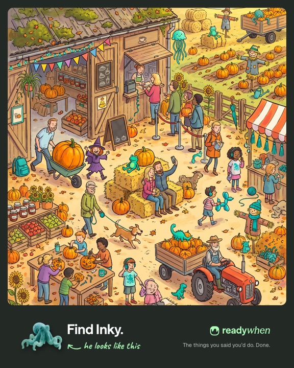 Find Inky: a pumpkin patch